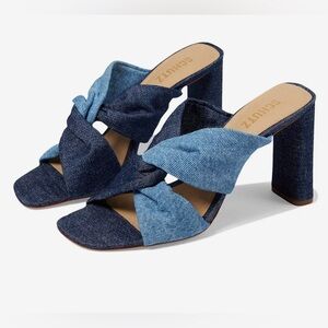 NWT Schutz Wendy denim heeled sandal. Brand new. Never worn!